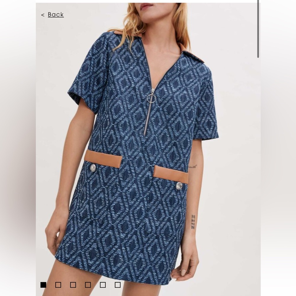 NWT Maje Denim-Effect Jacquard Dress